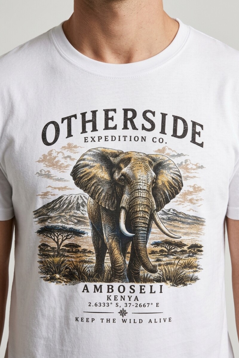 Camiseta estampada Elefante BLANCO