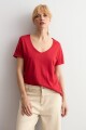 Remera escote en V rojo