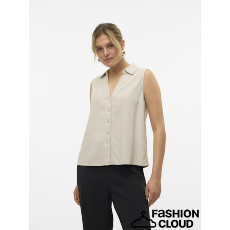 VMMYMILO SL V-NECK SHIRT WVN GA Silver Lining