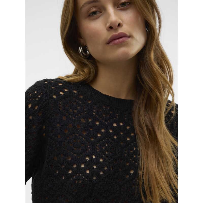 VMBERRY 2/4 O-NECK SHORT PULL. SE BLACK