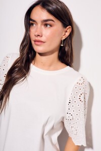 Remera Algodón Peinado Y Calados Nacar