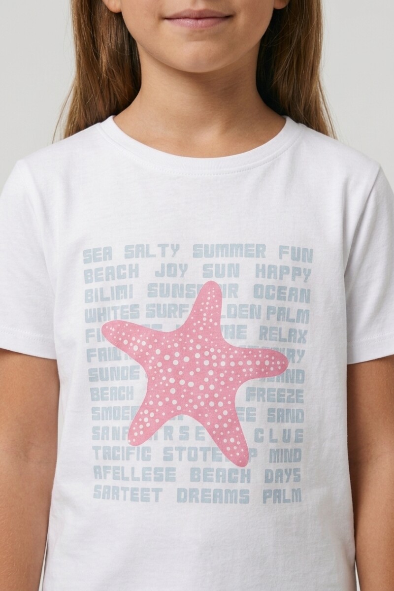 Remera m/c estampada Starfish BLANCO