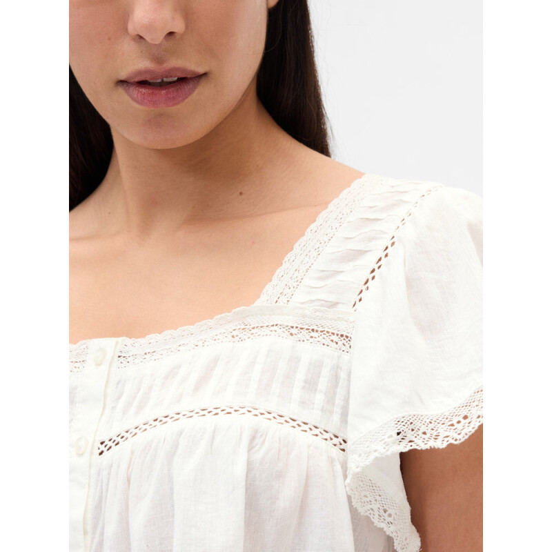 SS LACE INSERT BTN FRONT TOP NEW OFF WHITE