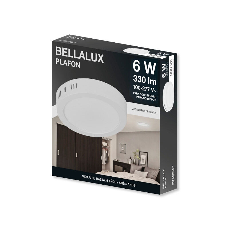 PLAFON REDONDO ADOSAR BELLALUX SLIM 6W Plafón LED BELLALUX Adosar Redondo Slim 6W Luz Neutra