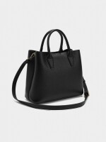 Bolso Tote Con Textura Y Colgante negro