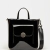 Shopper The Circle en cuero charol Negro