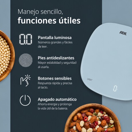 Balanza Digital Cocina Celeste Kyra ADE Balanza Digital Cocina Celeste Kyra ADE