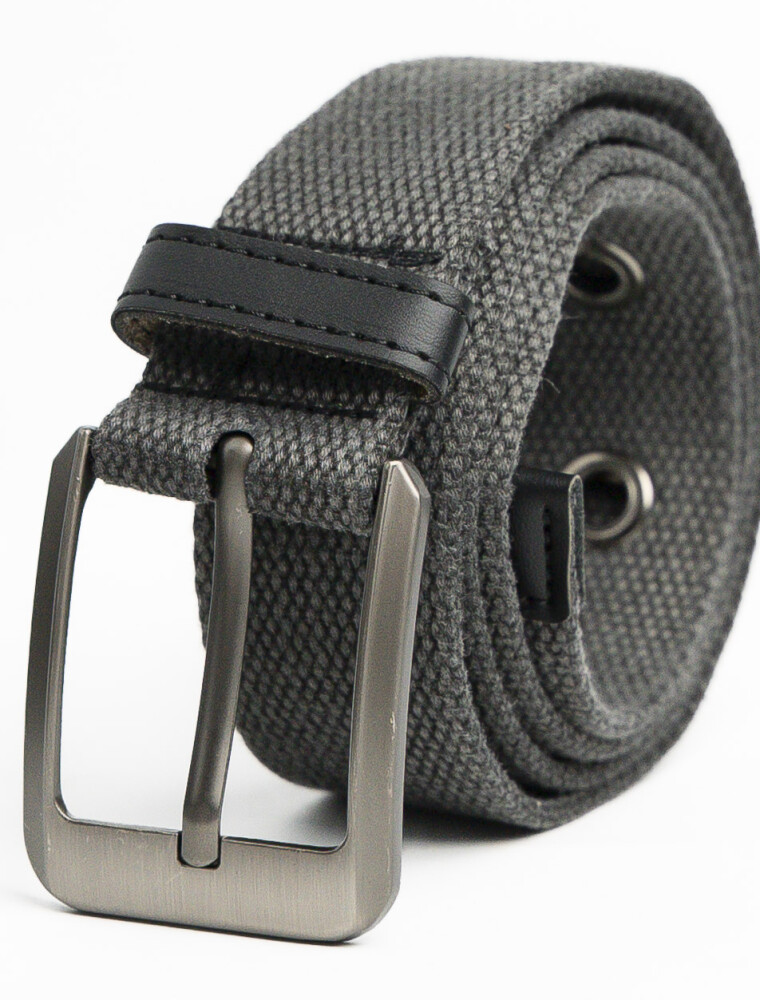 Cinturón de Lona Canvas Hebilla Metal 120 cm Gris