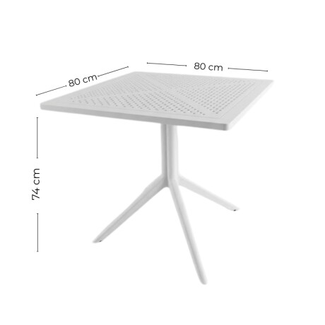 MESA CUADRADA EXTERIOR DE POLIPROPILENO 80CM Mesa Cuadrada para Exterior 80 cm Blanca Sky