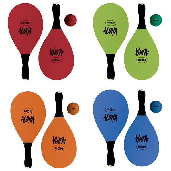 SET PALETAS PLAYA TENIS MOR MADERA EN COLORES 3 PIEZAS MULTICOLOR
