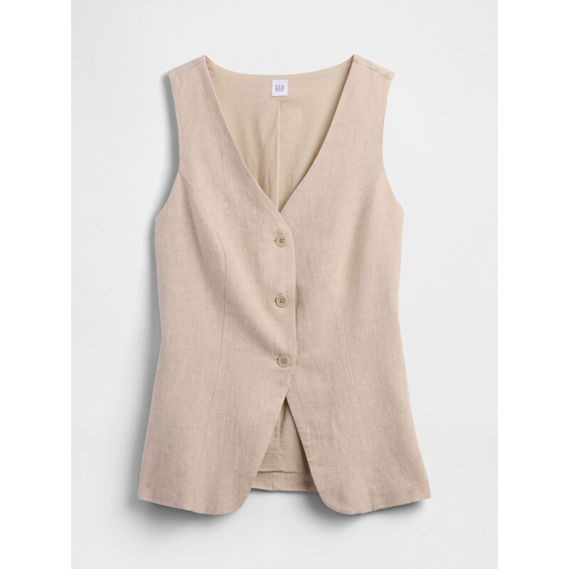 V-LINEN VEST FLAX LINEN