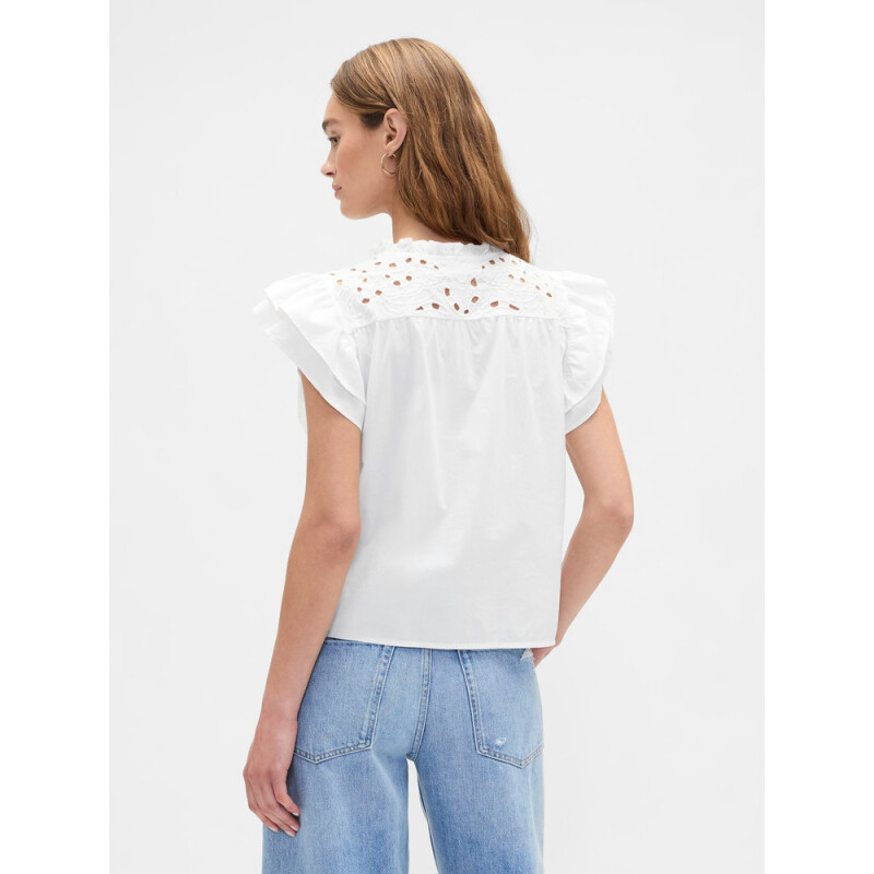 V-FLUTTER SLV EYELET YOKE TOP NEW OFF WHITE OPT1