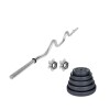 Kit Barra W Maciza Cromada 1.2m + 20 Kilos Pesas 2x5Kg 2x2.5Kg 4x1.25Kg