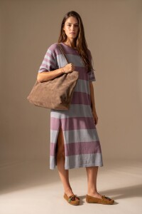 Vestido Tejido A Rayas Lavanda