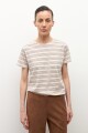 Remera rayada escote a la base beige claro