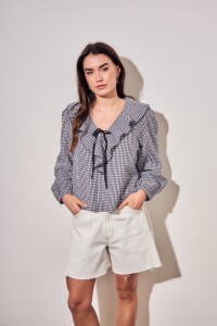 Blusa Gingham Negro