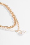Collar multiple cadenas con perla dorado