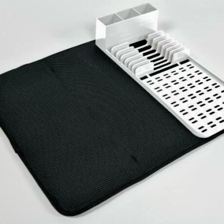 Escurridor de Vajilla con Alfombra Absorbente y Porta Cubiertos - Blanco Escurridor de Vajilla con Alfombra Absorbente y Porta Cubiertos - Blanco