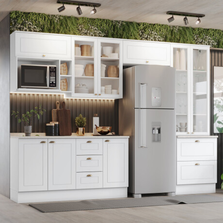 AÉREO ARMARIO PARA MICROONDAS CON NICHOS - LÍNEA AMERICANA. BLANCO