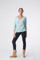 Sweater melange escote V verde pastel