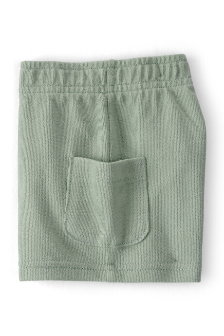 Set dos piezas de algodón, short y remera, verde, iguana bordada. Talles 6-24M Sin color