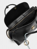 Bolso Tote Liso Con Solapa negro