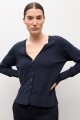 Cardigan abotonado azul marino