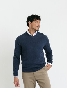 470313 SWEATER V HARRINGTON URBAN Azul Melange