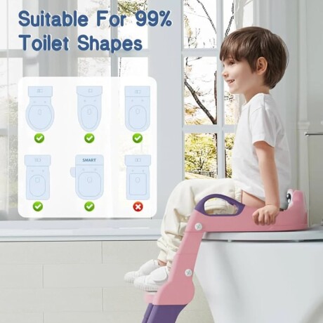 Reductor con escalera para inodoros rosada