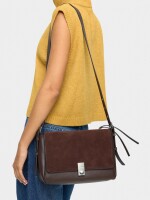 Bolso Bandolera Con Piel marron