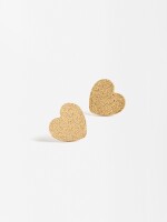 Pendientes Corazón Con Efecto Martillado dorado