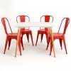 Juego de comedor mesa Cuadrada 80cm + 4 Sillas Tolix Blanco