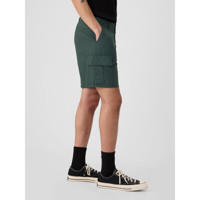 LINEN CARGO SHORT DARK GREEN 8
