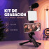 Kit de Grabación para Celular con Trípode Luz LED y Micrófono Negro