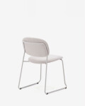 Silla apilable Meli de chenilla chenilla beige y patas de metal beige