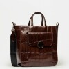 Shopper The Circle en cuero grabado big croco Chocolate Niquel