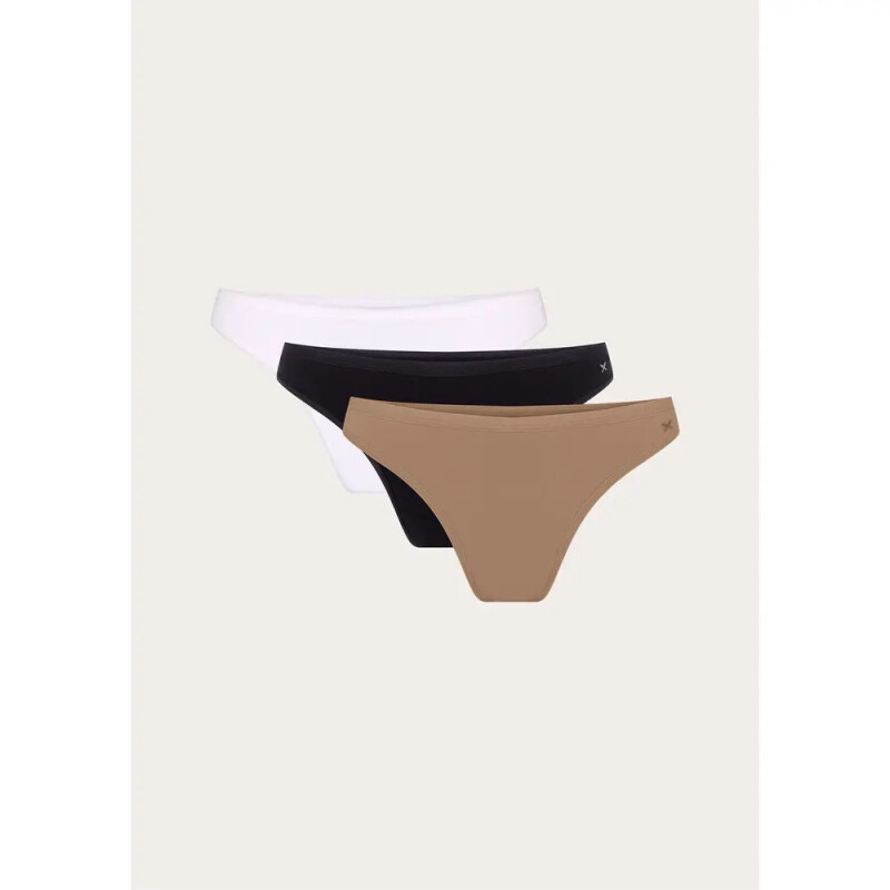 KIT COM 3 CALCINHAS FEM PRETO/BEGE