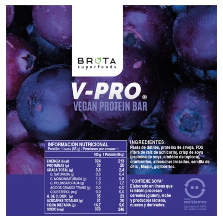Protein Bar Vegan Caja x 12 Brota Patagonia & Berries