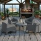 4 Sillones Skarpo + Mesa redonda Puket GRIS