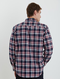 012442 CAMISA HARRINGTON LABEL Azul Osc/rojo