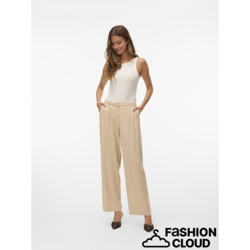 VMMINDY MW LINEN DAD PANT MIX Oatmeal-Grey Pinstripe