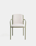 Silla apilable de exterior Linosa de aluminio verde con cojín beige Silla apilable de exterior Linosa de aluminio verde con cojín beige