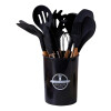 Set De Menage, 11 Utensillos De Cocina Con Soporte NEGRO
