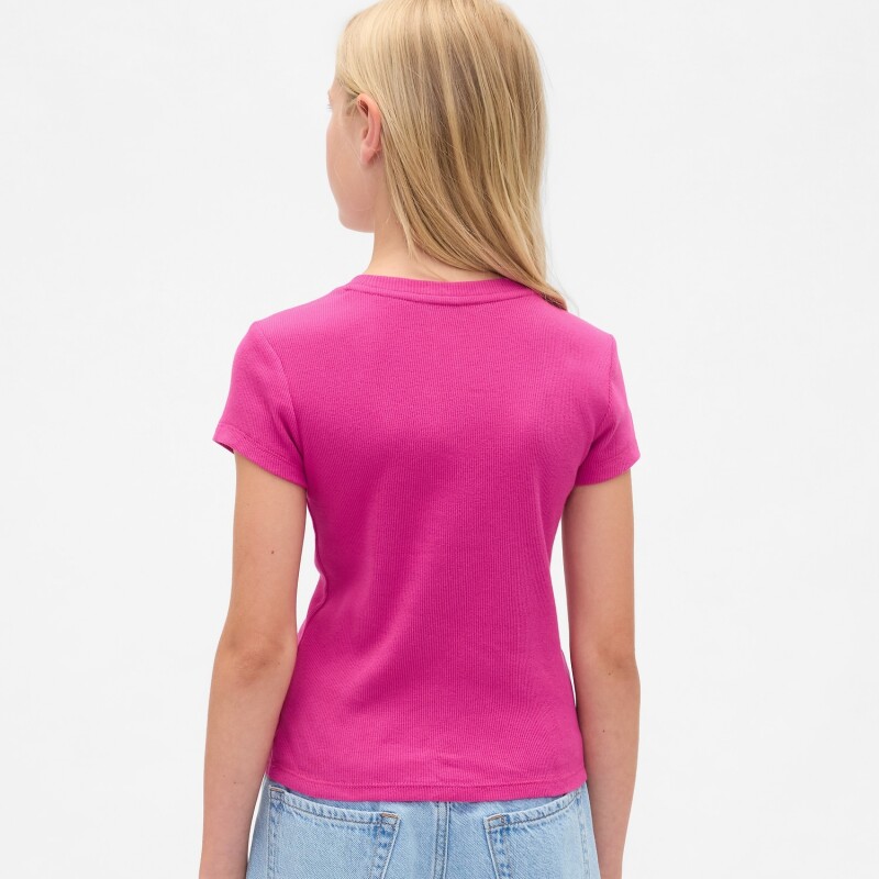 FRCH SS RIBBED TEE BRIGHT FUCHSIA 026