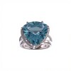 Anillo Halo-Plata 925 rodinada-Piedra Aguamarina y Zirconia-AN2026 conpiedra