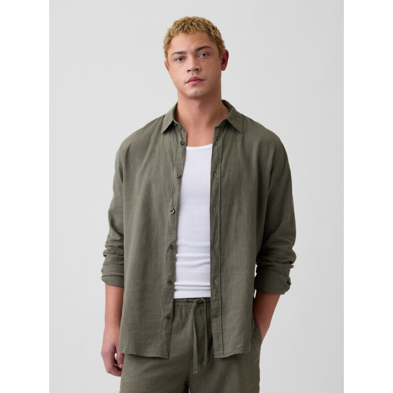 V-LS STANDARD LINEN COTTON MESCULEN GREEN