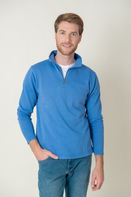 Sweater algodón medio cierre Blue