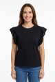 Remera m/c con volados NEGRO