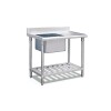 Mesa de Trabajo Inox. con Bacha y Respaldo Sanitario Perpetua Mesa de Trabajo Inox. con Bacha y Respaldo Sanitario Perpetua