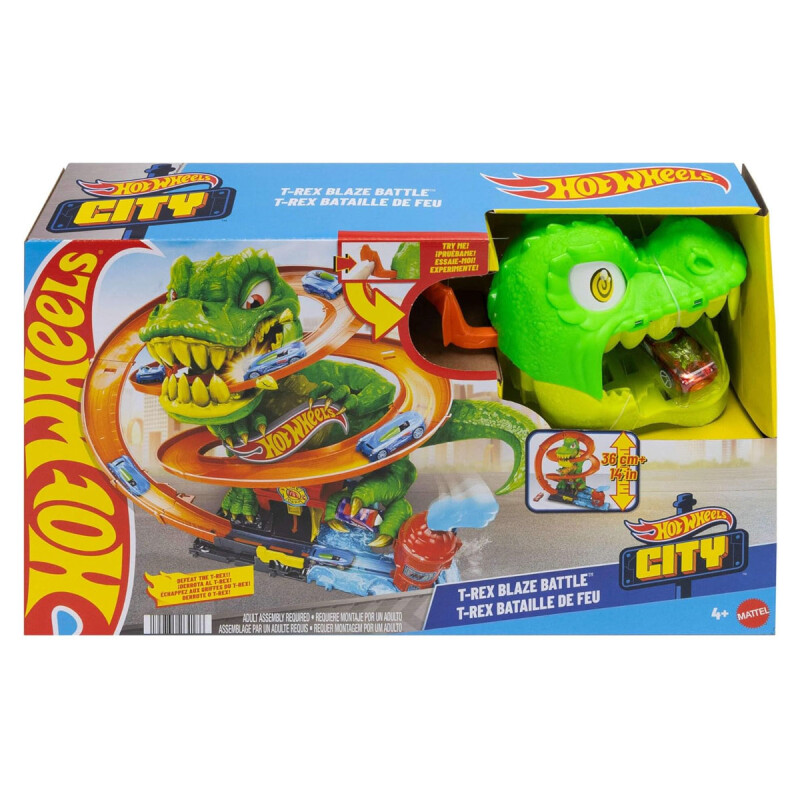 Hot Wheels City T-Rex Blaze Battle Playset y coche Dinosaur Nemesis Hot Wheels City T-Rex Blaze Battle Playset y coche Dinosaur Nemesis